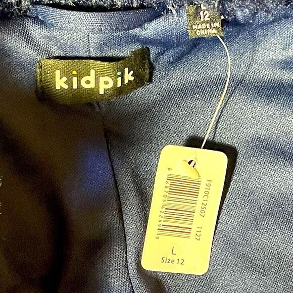 KIDPIK Fuzzy Bomber Jacket Super Dark Navy Almost Black Girls Size 12 L Zip Up - Picture 7 of 10